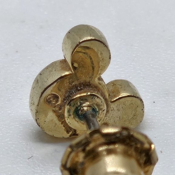 Disney Mickey head gold tone crystal stud earrings - Picture 2 of 3
